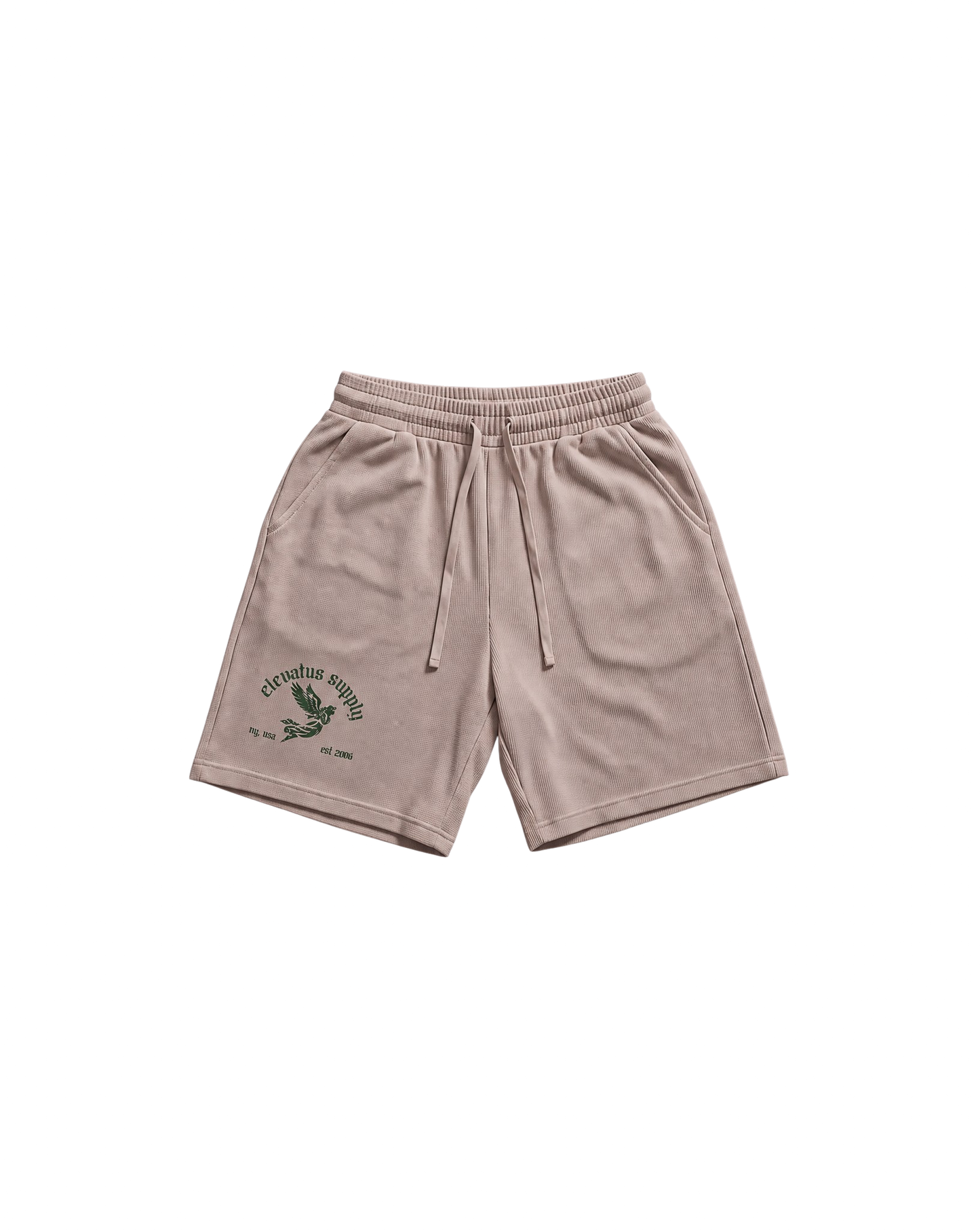 ELEVATUS SUPPLY KHAKI & GREEN WAFFLE SHORTS